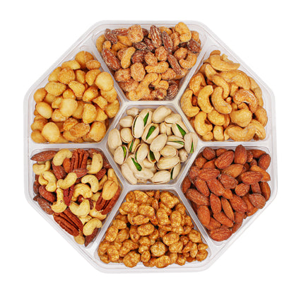 Gourmet Nuts Gift Tray, 7-Variety Sweet & Roasted Nut Assortment, 1 lb