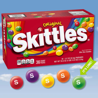 SKITTLES Original Chewy Candy, Full Size - 2.17 oz, 36 Ct Bulk Candy Pack