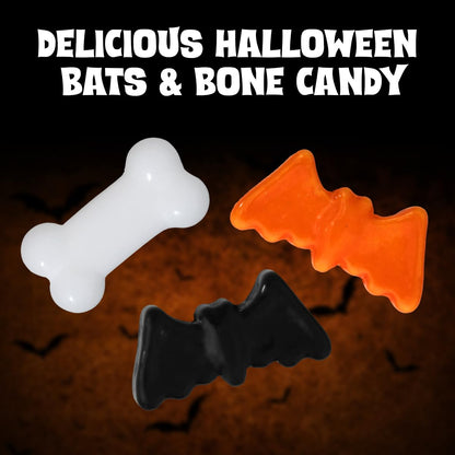 Bulk Halloween Candy – 2lb Spooky Bats & Bones Hard Candy – Black & Orange Party Treats for Trick-Or-Treat, Candy Buffets & Spooky Celebrations