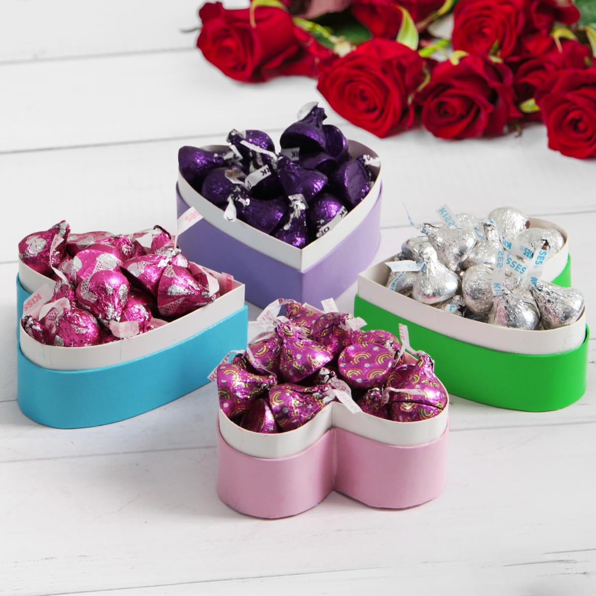 Kisses in Conversation Heart Boxes, Thoughtfully Designed Chocolate Box Bulk, Ideal Small Chocolate Gift Box for Mother's Day, Perfect Surprise for Mom