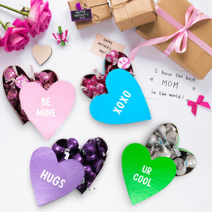 Kisses in Conversation Heart Boxes, Thoughtfully Designed Chocolate Box Bulk, Ideal Small Chocolate Gift Box for Mother's Day, Perfect Surprise for Mom