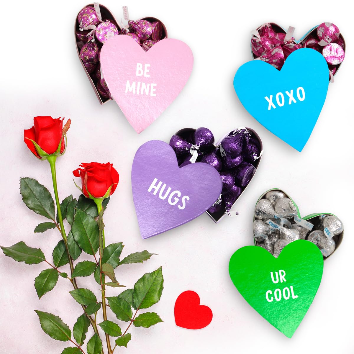 Kisses in Conversation Heart Boxes, Thoughtfully Designed Chocolate Box Bulk, Ideal Small Chocolate Gift Box for Mother's Day, Perfect Surprise for Mom