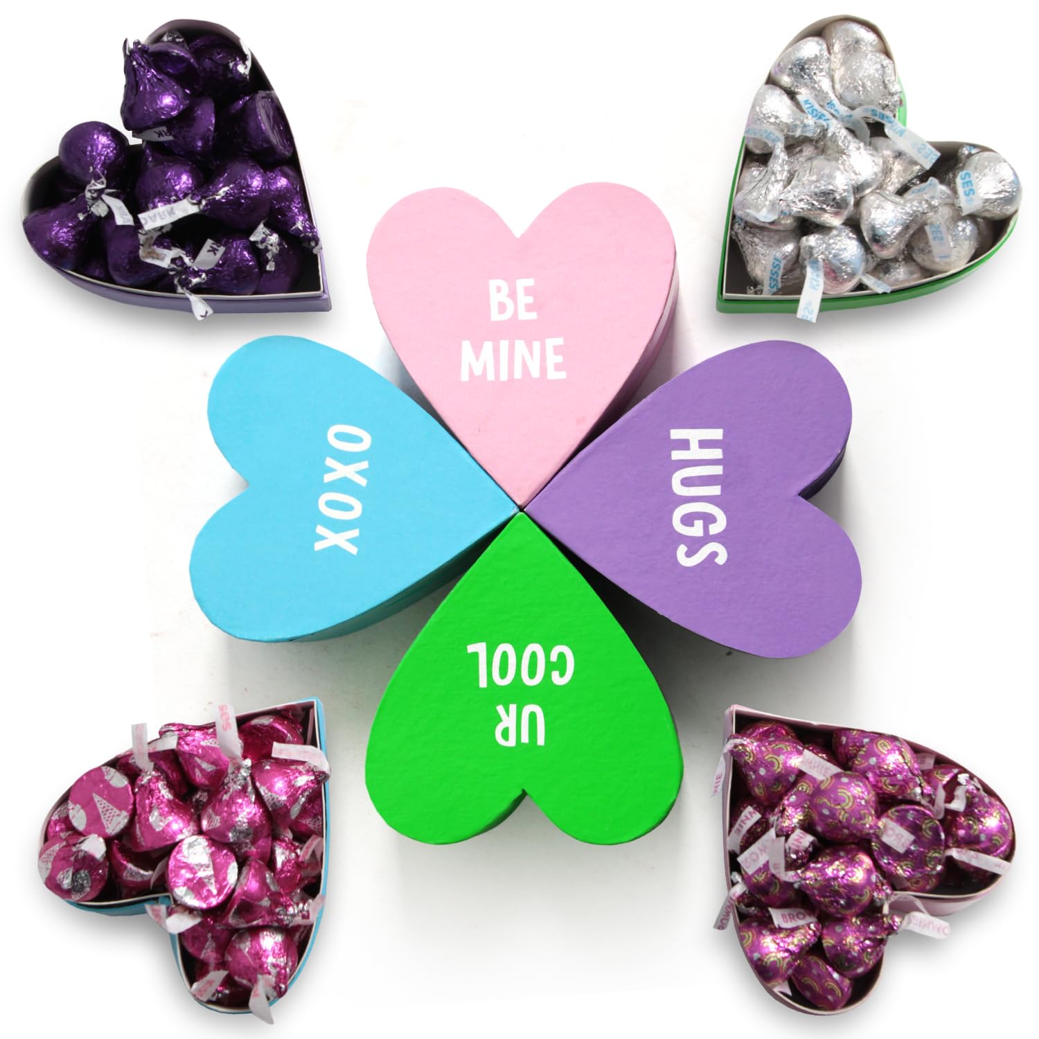 Kisses in Conversation Heart Boxes, Thoughtfully Designed Chocolate Box Bulk, Ideal Small Chocolate Gift Box for Mother's Day, Perfect Surprise for Mom