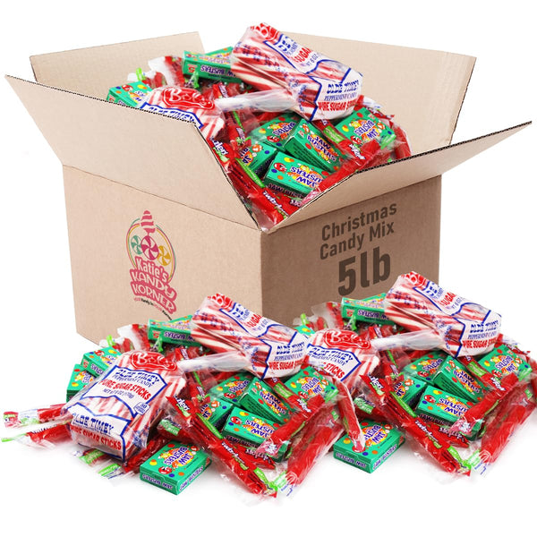 Kandy Korner Candy Sweet Variety Pack Classic Winter Flavors - 5lb Bulk Hard Candy Bobs Olde Timey Peppermint Pure Sugar Sticks Candy and Jaw Busters for family and friends