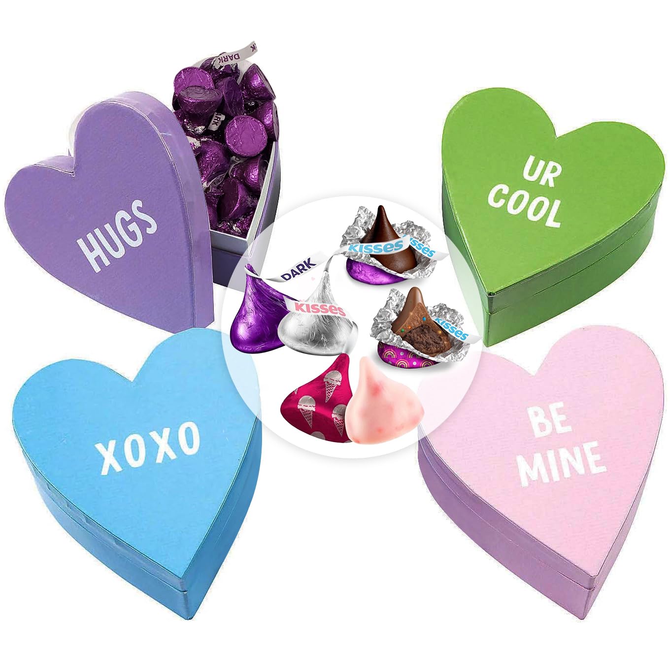 Kisses in Conversation Heart Boxes, Thoughtfully Designed Chocolate Box Bulk, Ideal Small Chocolate Gift Box for Mother's Day, Perfect Surprise for Mom