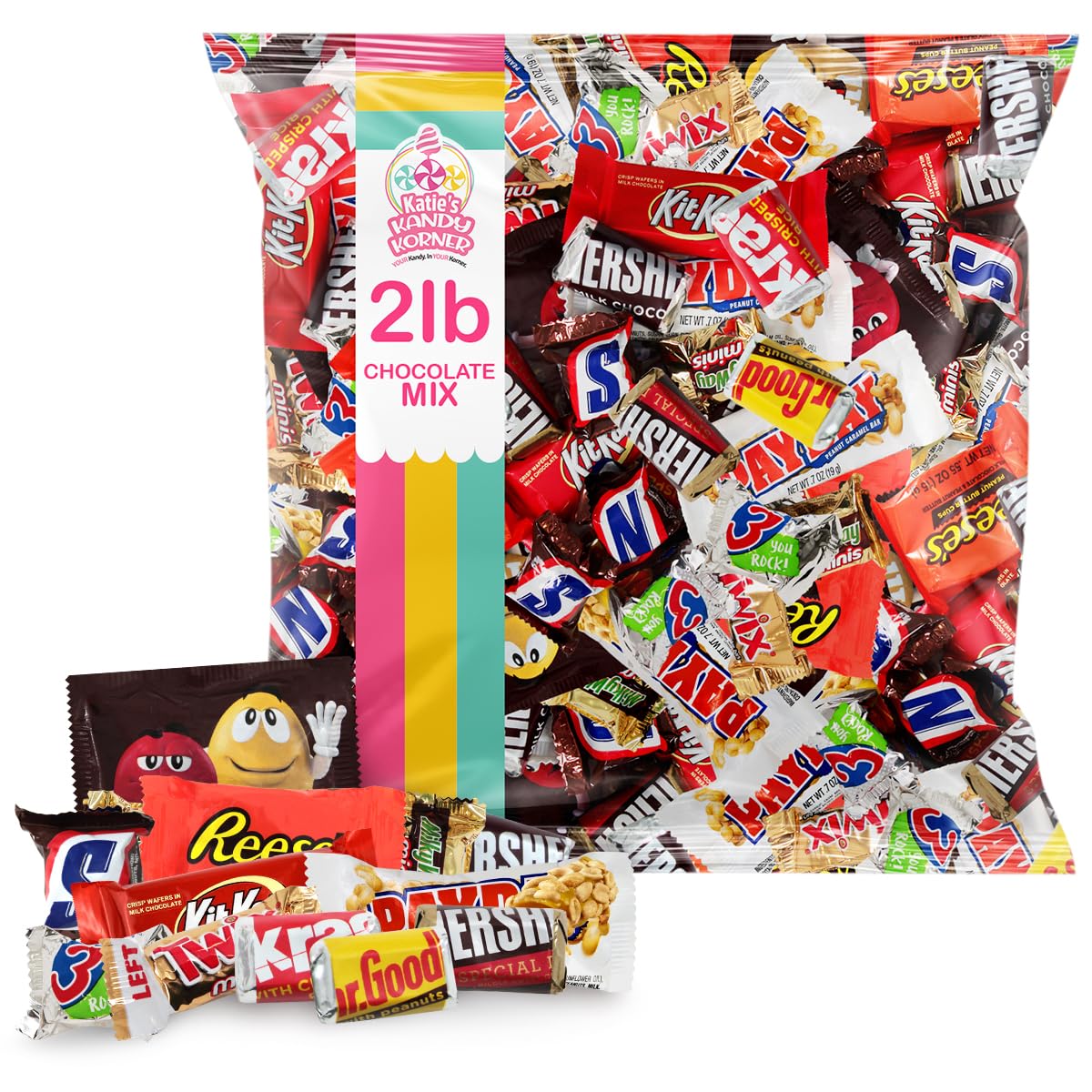 Assorted Chocolate Candy Mix - Individually Wrapped Chocolates - 2lb Bulk Variety Pack for Snacking, Sharing, and Gifting - Ideal for Home, Office, and Events