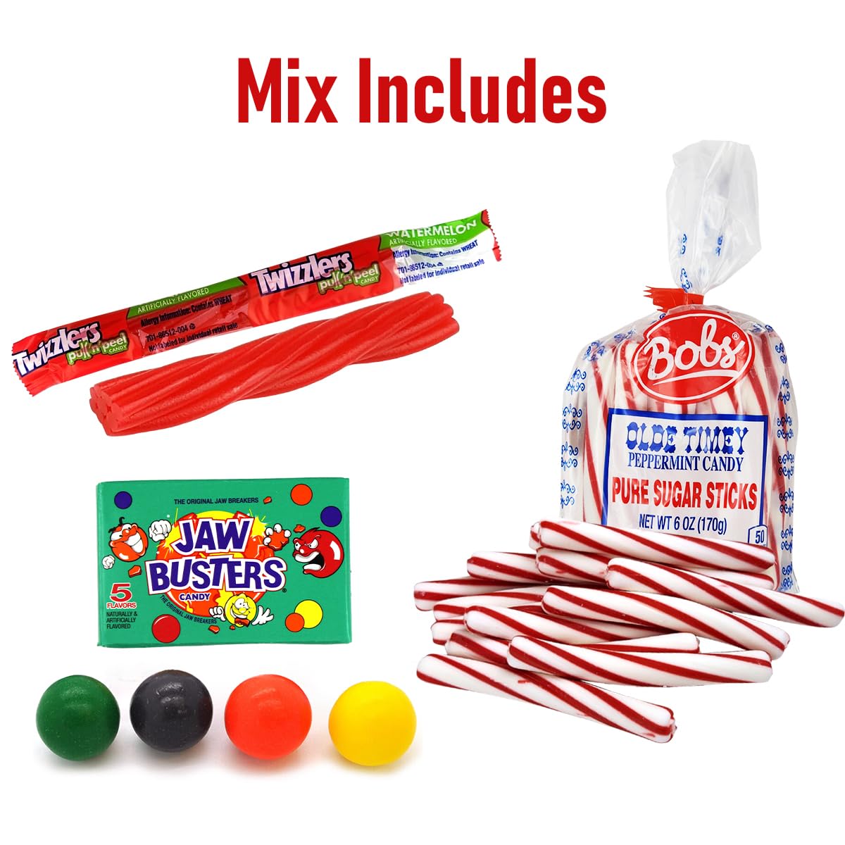 Kandy Korner Candy Sweet Variety Pack Classic Winter Flavors - 5lb Bulk Hard Candy Bobs Olde Timey Peppermint Pure Sugar Sticks Candy and Jaw Busters for family and friends