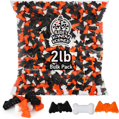 Bulk Halloween Candy – 2lb Spooky Bats & Bones Hard Candy – Black & Orange Party Treats for Trick-Or-Treat, Candy Buffets & Spooky Celebrations
