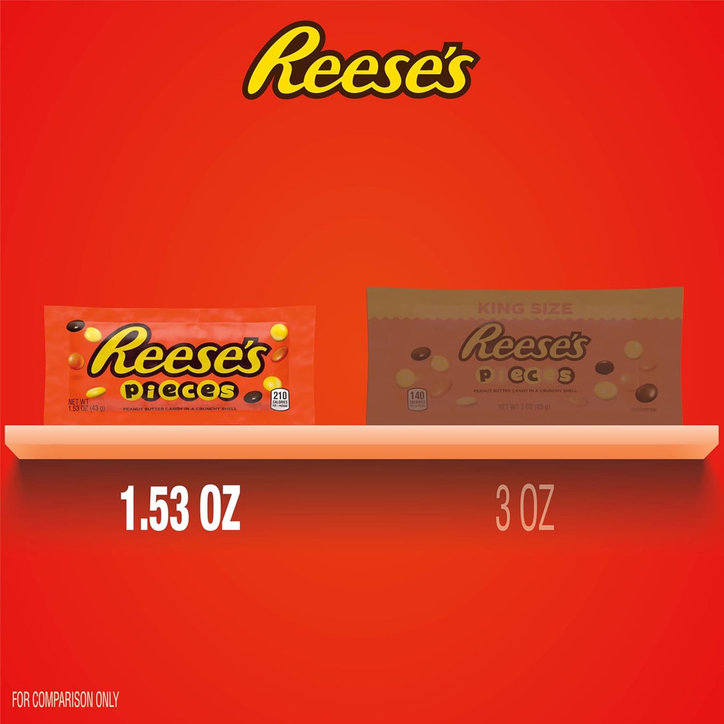 REESE'S PIECES Peanut Butter in a Crunchy Shell, Candy Bags, 1.53 oz (18 Count)