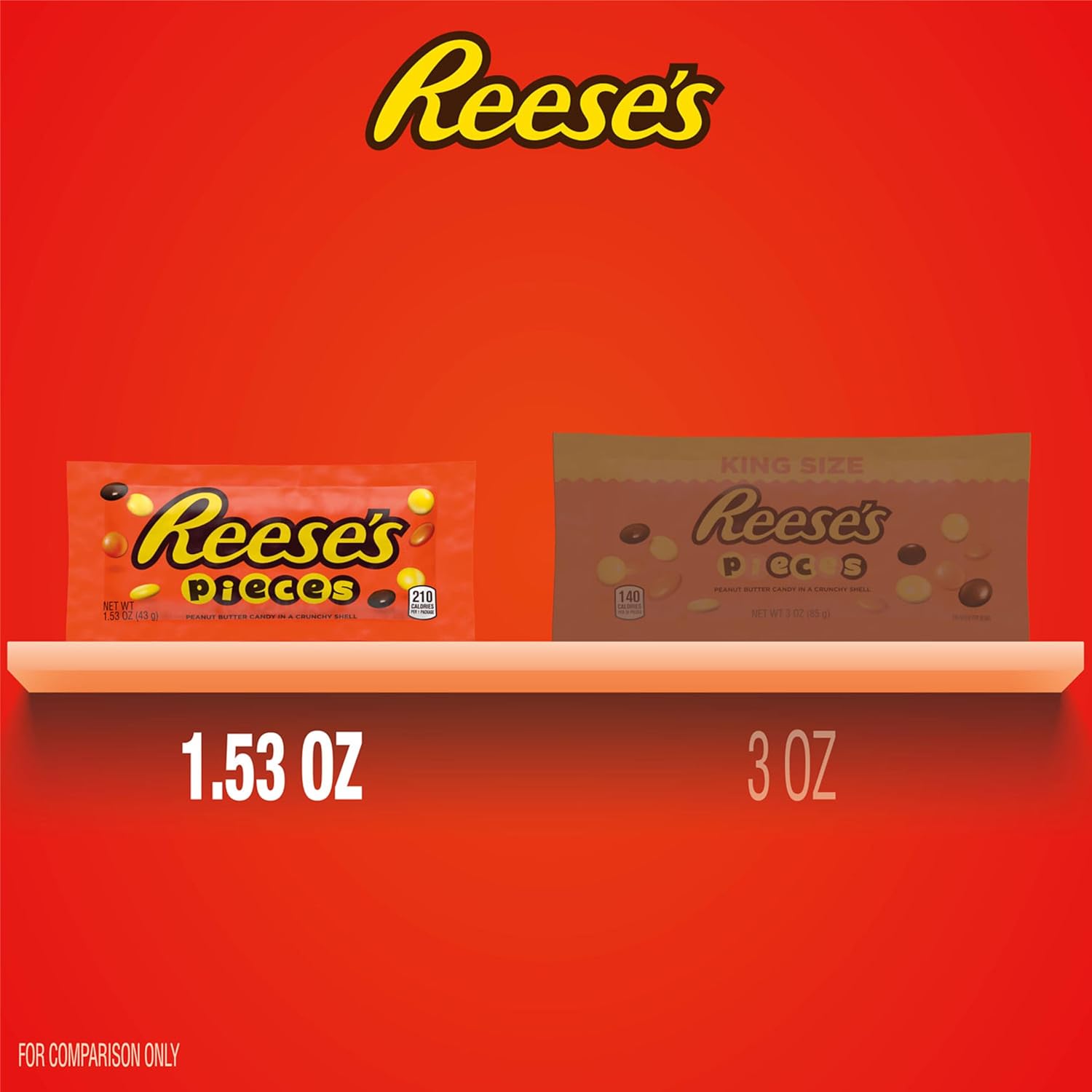 REESE'S PIECES Peanut Butter in a Crunchy Shell, Candy Bags, 1.53 oz (18 Count)