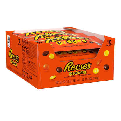 REESE'S PIECES Peanut Butter in a Crunchy Shell, Candy Bags, 1.53 oz (18 Count)