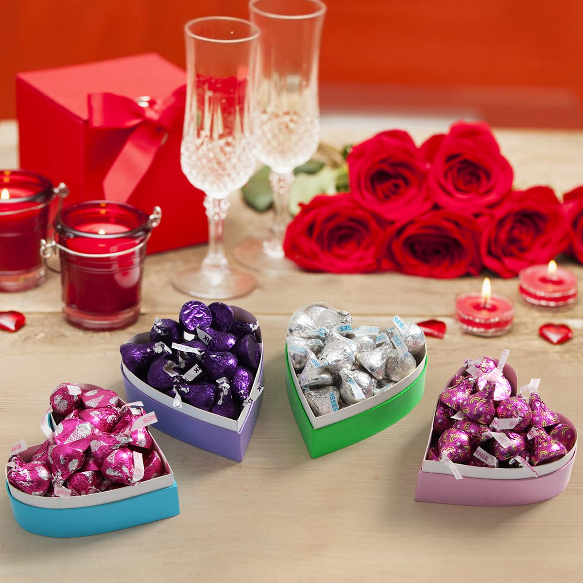 Kisses in Conversation Heart Boxes, Thoughtfully Designed Chocolate Box Bulk, Ideal Small Chocolate Gift Box for Mother's Day, Perfect Surprise for Mom