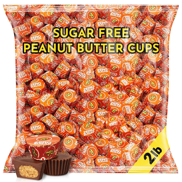 Zero Sugar Milk Chocolate Peanut Butter Cups, 2 Lb Bulk Bag, Approx 110 Individually Wrapped Sugar Free Candy Pieces, Keto Peanut Butter Cups For Coffee Pairing, Holiday Candy Bowls And Everyday Snacking