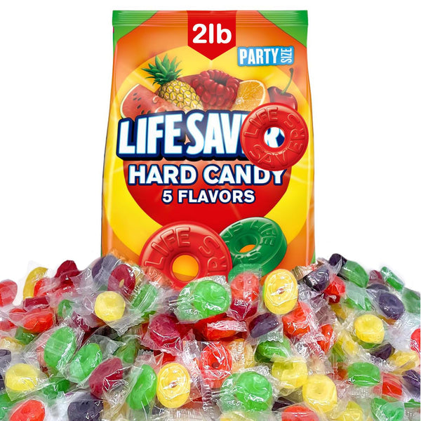 Fruit Candy Mix – 2LB Assorted Hard Candy in 5 Flavors: Cherry, Raspberry, Watermelon, Orange & Pineapple – Bulk Individually Wrapped Sweets for Holidays, Parties, Sharing & Everyday Treats