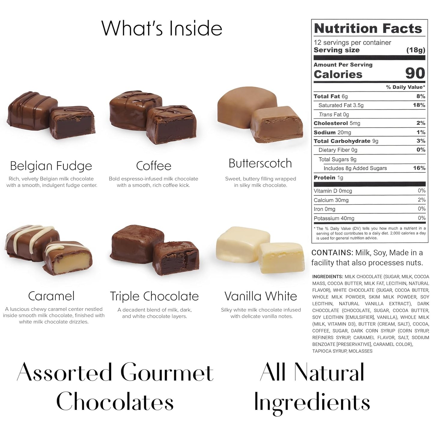 Luxury Milk Chocolate Truffles Gift Box – 12 Piece Assorted Belgian-Style Holiday Chocolates – Gourmet Candy for Christmas Gifts, Stocking Stuffers, Birthdays, Anniversaries & Dessert Platters