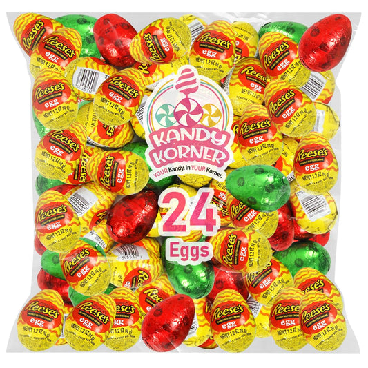 Easter Peanut Butter Creme Chocolate Eggs – Basket Stuffers & Party Favors for Kids & Adults – Colorful Candy Shells, Perfect for Bowl Décor & Egg Hunts (24 Count, Peanut Butter Creme)