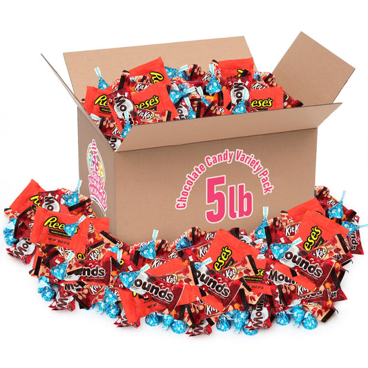 Chocolate Candy Variety Pack, 5lb Pack of Bulk Chocolate Candy Individually Wrapped, Perfect Assortment for Stocking Stuffers, Ideal Assorted Chocolates for Family and Friends