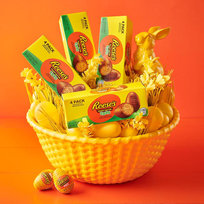 REESE'S Milk Chocolate Peanut Butter Creme Eggs Candy, Easter, 1.2 oz Box (4 Pieces)