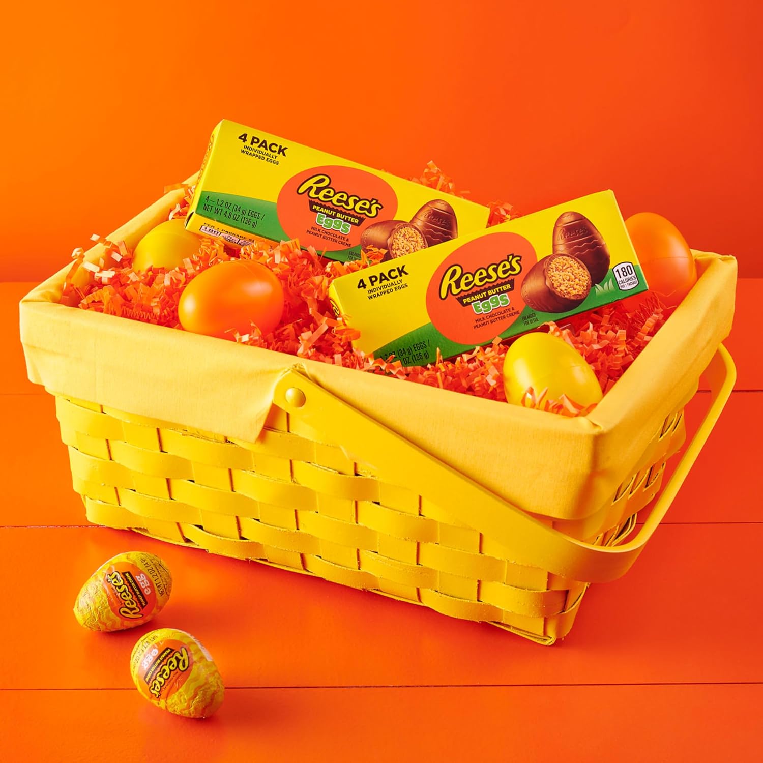 REESE'S Milk Chocolate Peanut Butter Creme Eggs Candy, Easter, 1.2 oz Box (4 Pieces)