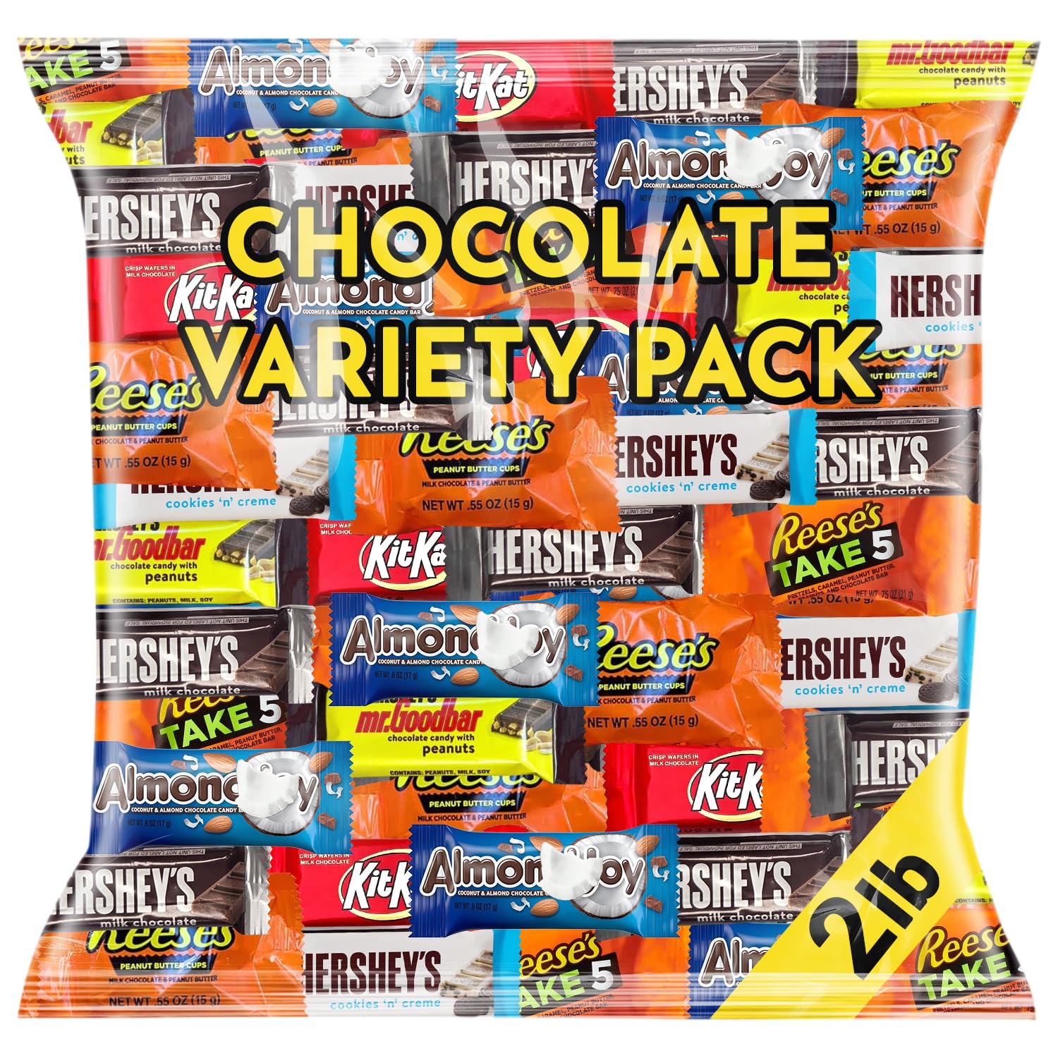 Share-Ready Chocolate Candy Variety Pack, 2 Pounds, Approximately 90 Pieces, Individually Wrapped Mini Candy Bars, Bulk Assorted Mix for Office Candy Jars, Party Favors, Classroom Rewards