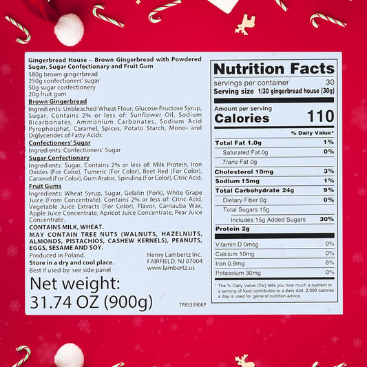 Gingerbread House Kit For Kids And Adults – DIY Christmas Decorating – Pre-Baked 32 Ounce Kit With 7 Pre-Cut Panels, Icing And Candies – Easy Assembly, No Baking Needed