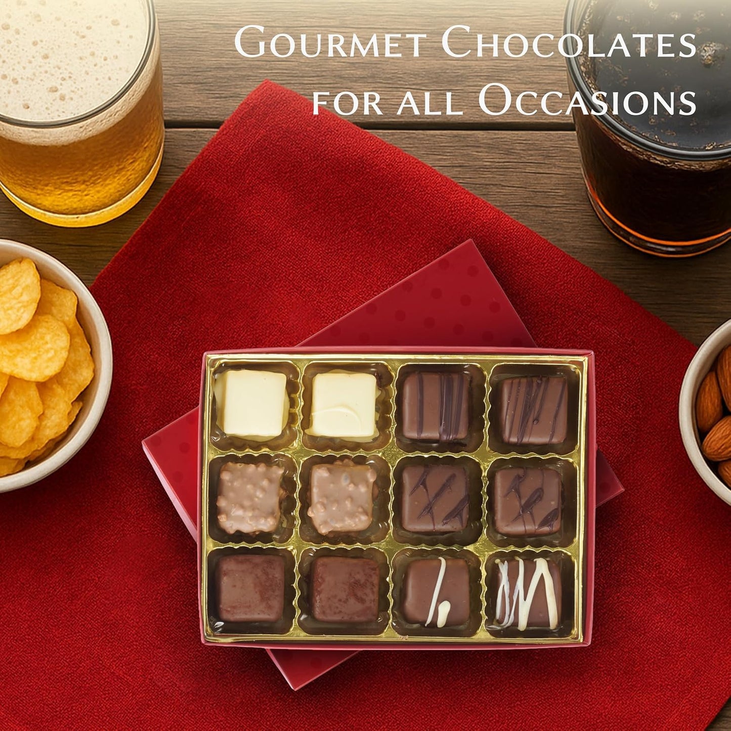 Luxury Milk Chocolate Truffles Gift Box – 12 Piece Assorted Belgian-Style Holiday Chocolates – Gourmet Candy for Christmas Gifts, Stocking Stuffers, Birthdays, Anniversaries & Dessert Platters