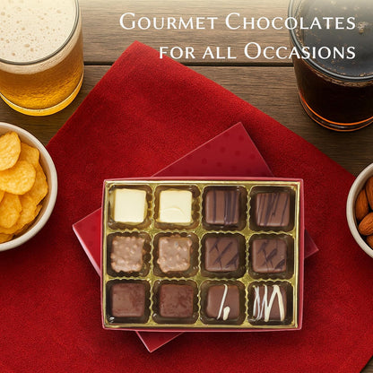 Luxury Milk Chocolate Truffles Gift Box – 12 Piece Assorted Belgian-Style Holiday Chocolates – Gourmet Candy for Christmas Gifts, Stocking Stuffers, Birthdays, Anniversaries & Dessert Platters