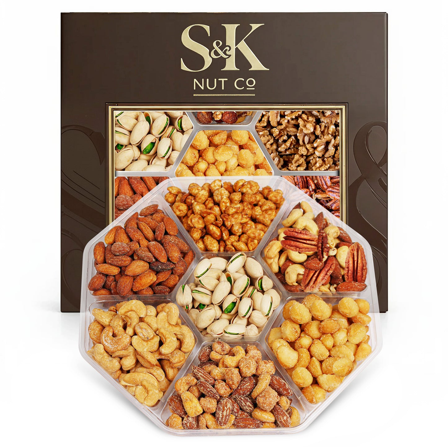 Gourmet Nuts Gift Tray, 7-Variety Sweet & Roasted Nut Assortment, 1 lb