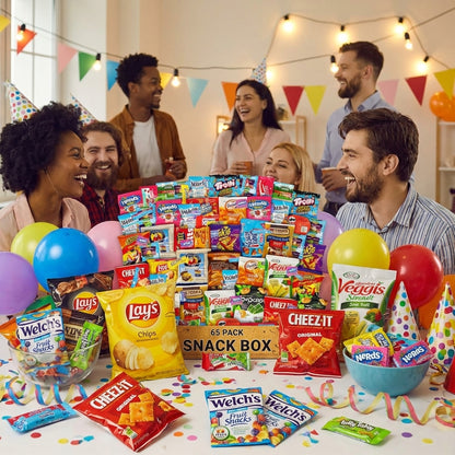 65 Count Snack Variety Gift Box – Assorted Sweet & Savory Snacks Ready-to-Gift Care Package