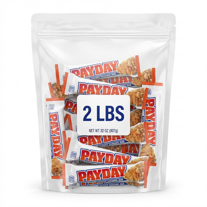 PayDay Candy Bars, 2 lb Bulk Pack, Individually Wrapped Peanut Caramel Snack Bars for Sharing, Parties, Office & Classroom Treats