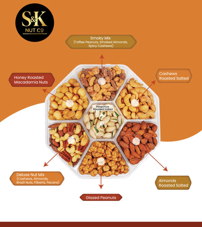 Gourmet Nuts Gift Tray, 7-Variety Sweet & Roasted Nut Assortment, 1 lb