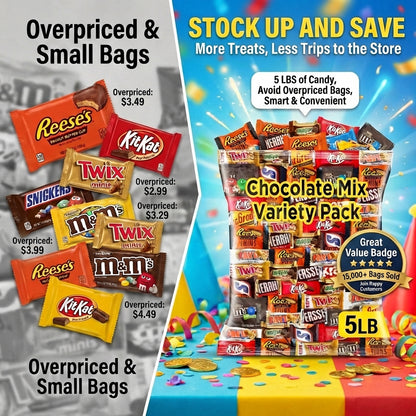 Chocolate Variety Pack, Assorted Individually Wrapped Candy (5 Pound)